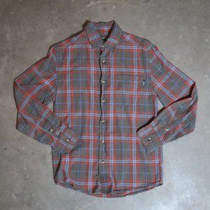 Woolrich. Men's Small. Casual Button-Down. Tan / Orange Plaid.